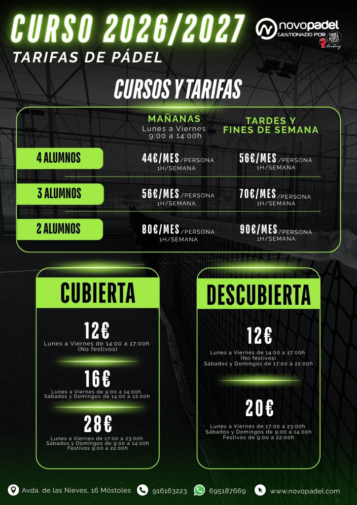 tarifas curso 26-27